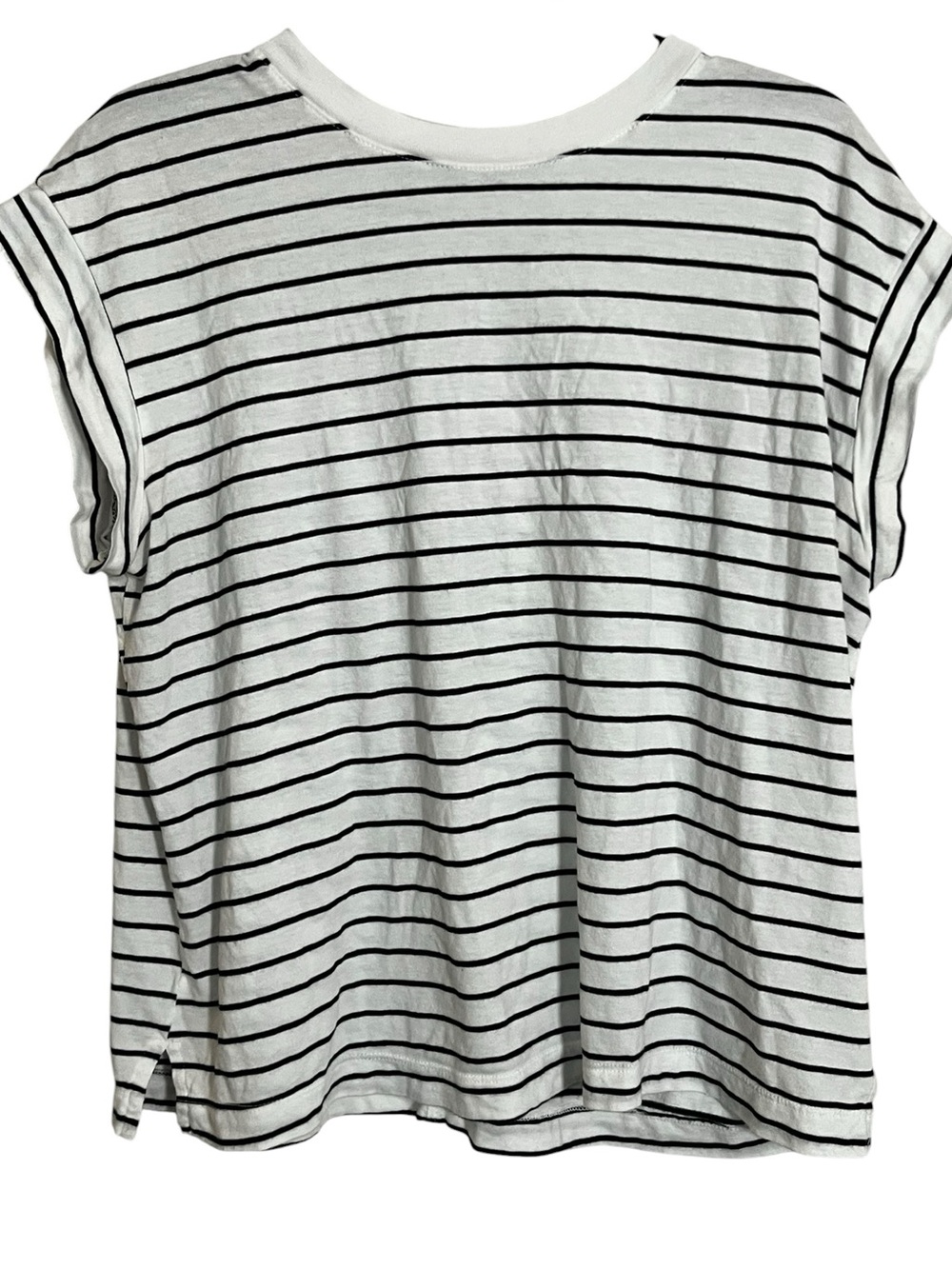 a new day White and Black Striped Short Sleeve Tee